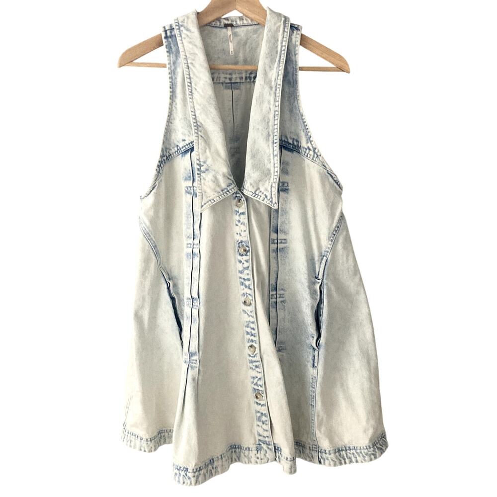 Free People | Dresses | Free People Katie Denim Dress Icing Sugar Medium